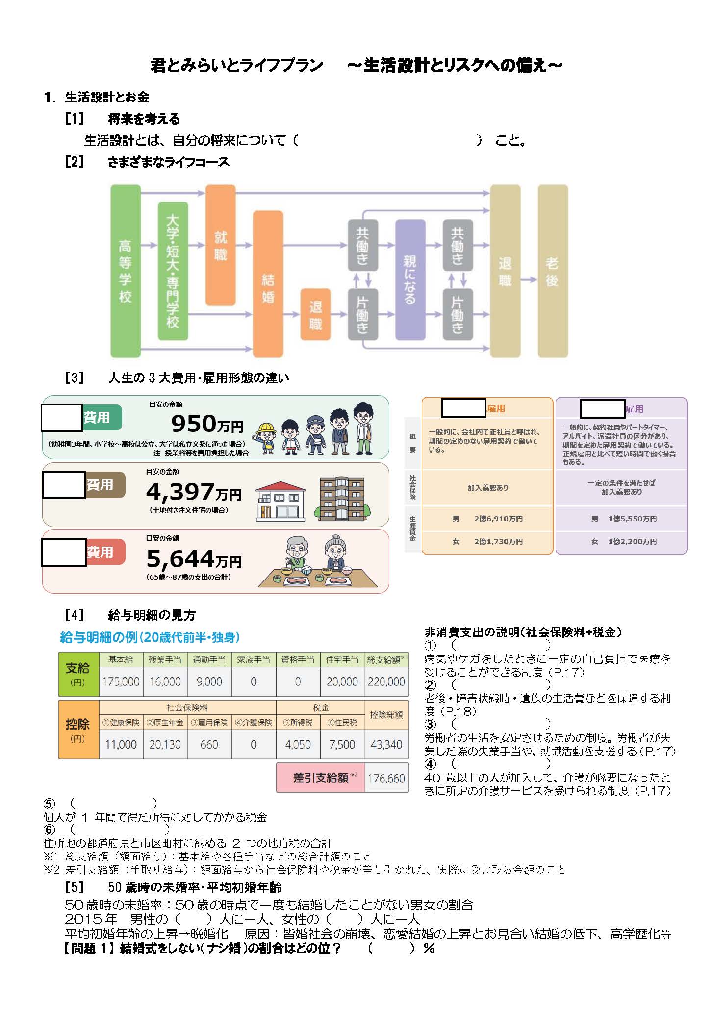 君とみらいとライフプラン　授業プリント1