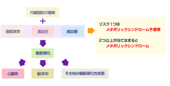 内臓脂肪型肥満プラス高血圧、高血糖など