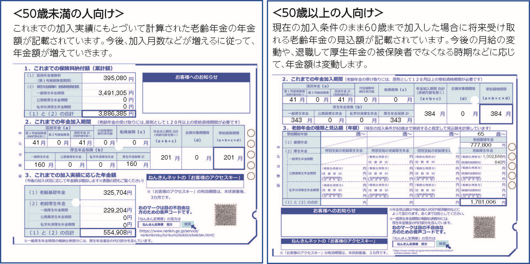 年金定期便の例