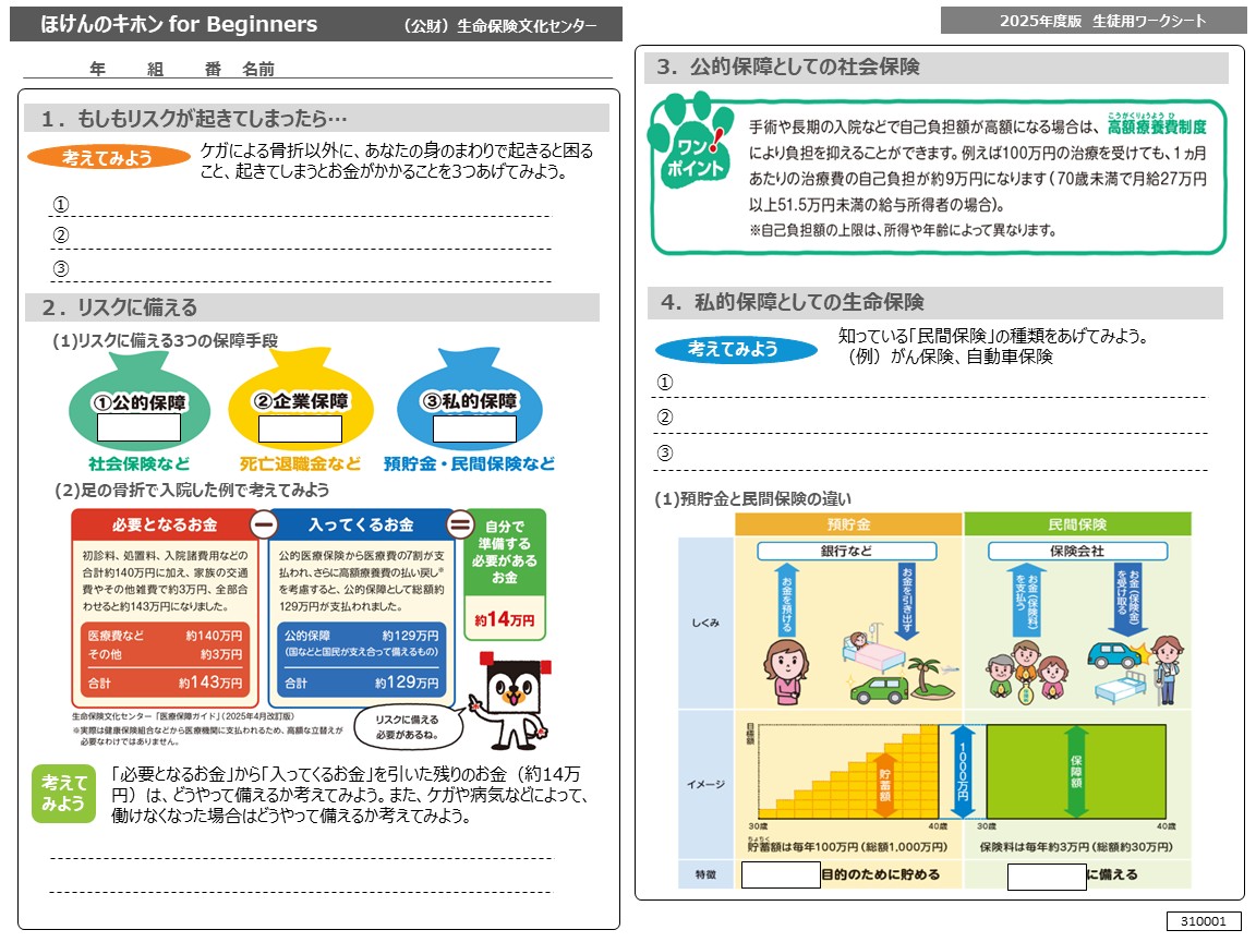 2025年度ワークシート「ほけんのキホン for Beginners」［高校生・新社会人向け］1
